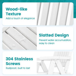 Gainoom Foldable White Patio Chair All-Weather Hdpe Outdoor Dining Chair - thumbnail 7