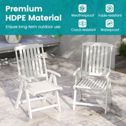 Gainoom Foldable White Patio Chair All-Weather Hdpe Outdoor Dining Chair - thumbnail 6
