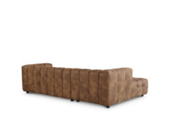 Faux Leather Suede Brown Left Hand Facing Corner Sofa With Ottoman - thumbnail 6
