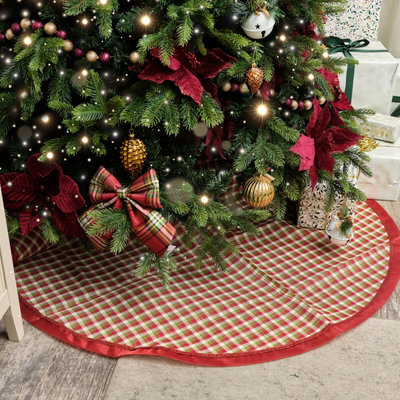 Melody Maison Red Checked Print Christmas Tree Skirt - 120Cm - image 1