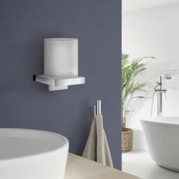 Smedbo Frosted Glass Soap Dispenser With Polished Chrome Wall Mount Refillable Bathroom Kitchen Hand Wash Sanitiser - thumbnail 2