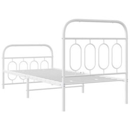 Berkfield Metal Bed Frame Without Mattress With Footboard White 80X200Cm - thumbnail 6