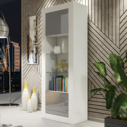 Creative Furniture Illume Display Cabinet 170Cm - White & Grey Gloss Doors - thumbnail 5