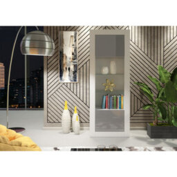 Creative Furniture Illume Display Cabinet 170Cm - White & Grey Gloss Doors - thumbnail 2