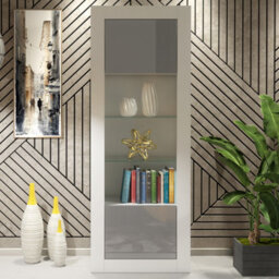 Creative Furniture Illume Display Cabinet 170Cm - White & Grey Gloss Doors