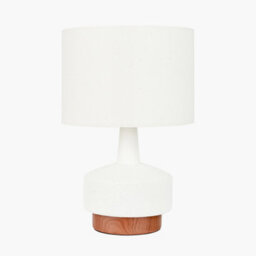 Pacific Lifestyle Set Of 2 Elio White And Wood Effect Textured Ceramic Table Lamp - thumbnail 5