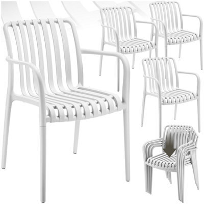 Tectake Garden Chairs Alcudia - Weather-Resistant, Durable And Long-Lasting Plastic - Cream - Set Of 4 - image 1