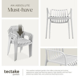 Tectake Garden Chairs Alcudia - Weather-Resistant, Durable And Long-Lasting Plastic - Cream - Set Of 4 - thumbnail 5