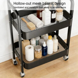 3 Tier Storage Trolley Cart With Table Desk Kitchen Bathroom Rolling Rack Shelf - thumbnail 5