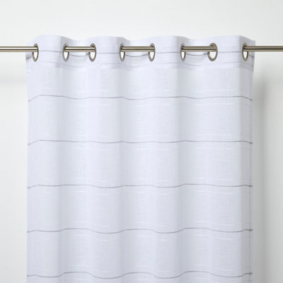 GoodHome Rizal White Horizontal Stripe Daylight Eyelet Voile Curtain (W)140Cm (L)260Cm, Single - image 1