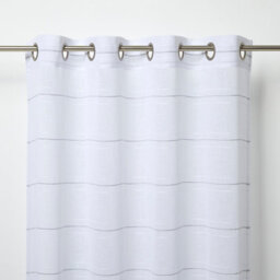GoodHome Rizal White Horizontal Stripe Daylight Eyelet Voile Curtain (W)140Cm (L)260Cm, Single - thumbnail 1