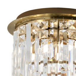 Pagazzi Lighting Pagazzi Onega 3 Light Antique Brass & Glass Flush Ceiling Light - thumbnail 3