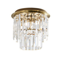 Pagazzi Lighting Pagazzi Onega 3 Light Antique Brass & Glass Flush Ceiling Light - thumbnail 1