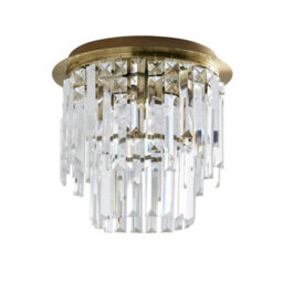 Pagazzi Lighting Pagazzi Onega 3 Light Antique Brass & Glass Flush Ceiling Light - thumbnail 2