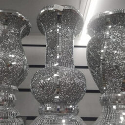 Biznest 30Cm Sparkle Diamond Crushed Crystal Sparkly Silver Mirrored Floor Vase Style 056