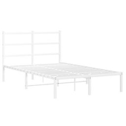 Berkfield Metal Bed Frame Without Mattress With Headboard White 120X200Cm - thumbnail 3