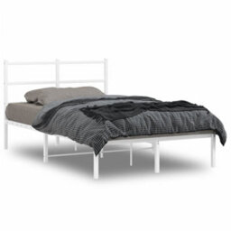 Berkfield Metal Bed Frame Without Mattress With Headboard White 120X200Cm - thumbnail 1