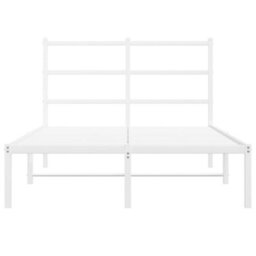 Berkfield Metal Bed Frame Without Mattress With Headboard White 120X200Cm - thumbnail 5