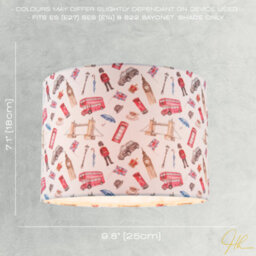 Happy Homewares London Themed Cotton Lamp Shade With Red Buses Post Boxes Black Taxis - thumbnail 6