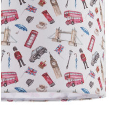 Happy Homewares London Themed Cotton Lamp Shade With Red Buses Post Boxes Black Taxis - thumbnail 4