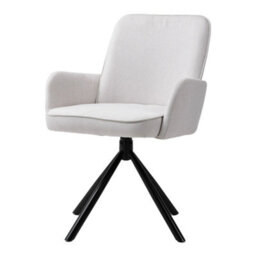 Thehotsale Modern White Linen Upholstered Swivel Chair