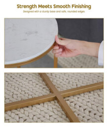 Marble Look Coffee Table For Living Room, Round Living Room Table White Grey Marble Design, 80Cm Diameter, Modern Centre Table - thumbnail 4