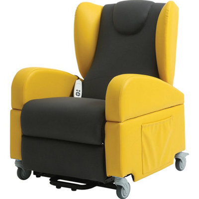 Loops Comfortable Dual Motor Rise And Recline Lounge Chair With Wipe Clean Pu Fabric In Black And Yellow - image 1