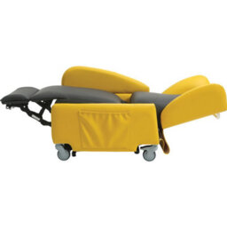 Loops Comfortable Dual Motor Rise And Recline Lounge Chair With Wipe Clean Pu Fabric In Black And Yellow - thumbnail 5