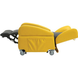 Loops Comfortable Dual Motor Rise And Recline Lounge Chair With Wipe Clean Pu Fabric In Black And Yellow - thumbnail 4