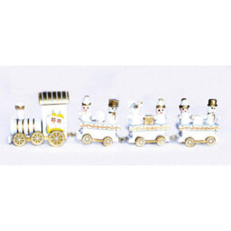 Wooden Train Set Christmas Decoration With 3 Detachable Carriages & Snowman Figurines - Traditional Festive Xmas Ornament - thumbnail 3