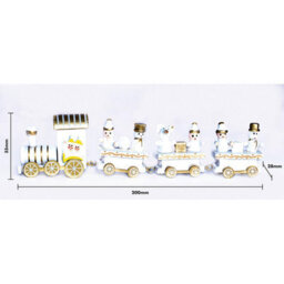 Wooden Train Set Christmas Decoration With 3 Detachable Carriages & Snowman Figurines - Traditional Festive Xmas Ornament - thumbnail 4