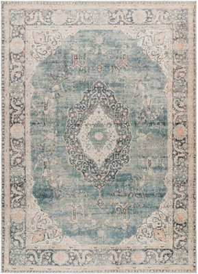 Livabliss Becki Owens Marlene-Vintage Blue Grey Traditional Vintage Boho Living Dining Bedroom Rug 157 X 213 Cm Easy Care, Non Shedding - image 1
