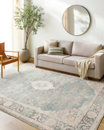 Livabliss Becki Owens Marlene-Vintage Blue Grey Traditional Vintage Boho Living Dining Bedroom Rug 157 X 213 Cm Easy Care, Non Shedding - thumbnail 2