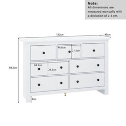 Sideboard Side Cabinet Kitchen Cabinet Storage Cabinet Sideboard Chest Of Drawers With 7 Drawers For Living Room, White - thumbnail 2