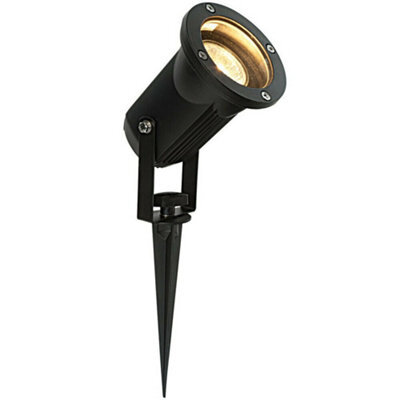 Ip44 Outdoor Ground Spike Lamp Wall & Sign Garden Light Gu10 Matt Black & Glass - image 1