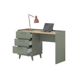 Arte  Scandi Green & Oak 3 Drawer Desk - Modern Study Table With Abs Edging W120 X H80 X D50Cm - thumbnail 4