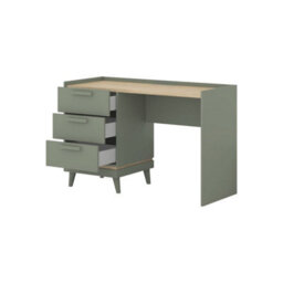 Arte  Scandi Green & Oak 3 Drawer Desk - Modern Study Table With Abs Edging W120 X H80 X D50Cm - thumbnail 3