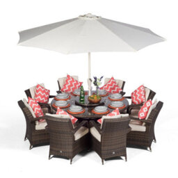 That's Furniture Arizona Round 8 Seater Rattan Patio Dining Set - Brown