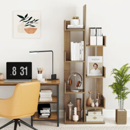 Gainoom  Home 8 Tier Natural Bookshelf Storage Display Floor Standing Bookcase Shelving Organizer - thumbnail 5