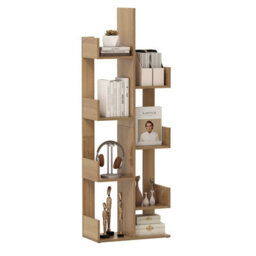 Gainoom  Home 8 Tier Natural Bookshelf Storage Display Floor Standing Bookcase Shelving Organizer - thumbnail 1