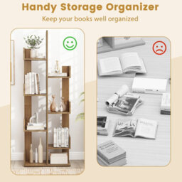 Gainoom  Home 8 Tier Natural Bookshelf Storage Display Floor Standing Bookcase Shelving Organizer - thumbnail 6