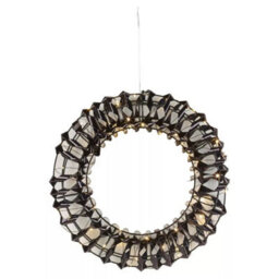 Urbn-Living Urbnliving 30Cm Round Black Wreath Decoration With Led Lights Christmas Ornament Lights Hanging Xmas Decor