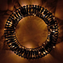 Urbn-Living Urbnliving 30Cm Round Black Wreath Decoration With Led Lights Christmas Ornament Lights Hanging Xmas Decor - thumbnail 2