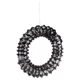 Urbn-Living Urbnliving 30Cm Round Black Wreath Decoration With Led Lights Christmas Ornament Lights Hanging Xmas Decor - thumbnail 3