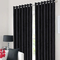 Ameha Black Velvet Curtain Ready Made Eyelet Blackout Thermal Insulated Curtain Pair 90''x90'' With Tiebacks Home Decor Uk - thumbnail 9