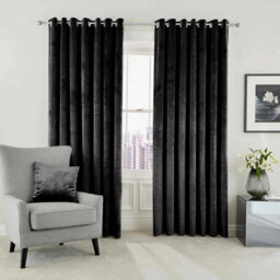 Ameha Black Velvet Curtain Ready Made Eyelet Blackout Thermal Insulated Curtain Pair 90''x90'' With Tiebacks Home Decor Uk - thumbnail 2