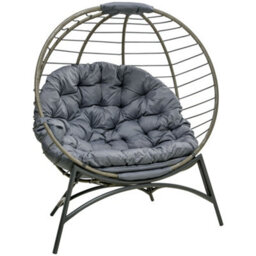 Outsunny Rattan Egg Chair Wicker Basket Chair With Cushion Bottle Holder Bag - thumbnail 2