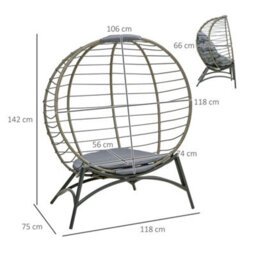 Outsunny Rattan Egg Chair Wicker Basket Chair With Cushion Bottle Holder Bag - thumbnail 3