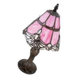 Happy Homewares Quirky And Petite Pink Stained Glass Tiffany Lamp With Clear Beads - thumbnail 4