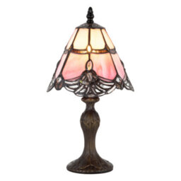 Happy Homewares Quirky And Petite Pink Stained Glass Tiffany Lamp With Clear Beads - thumbnail 2